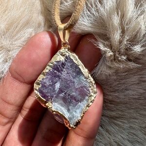 Mystic Fluorite Crystal Pendant Necklace - Handcrafted Jewelry